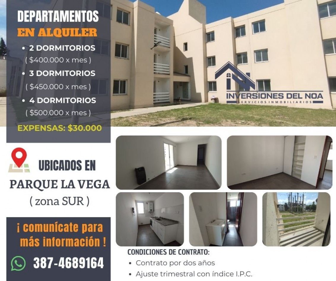 DEPARTAMENTOS EN ALQUILER 2-3 Y 4 DORMITORIOS ZONA SUR
